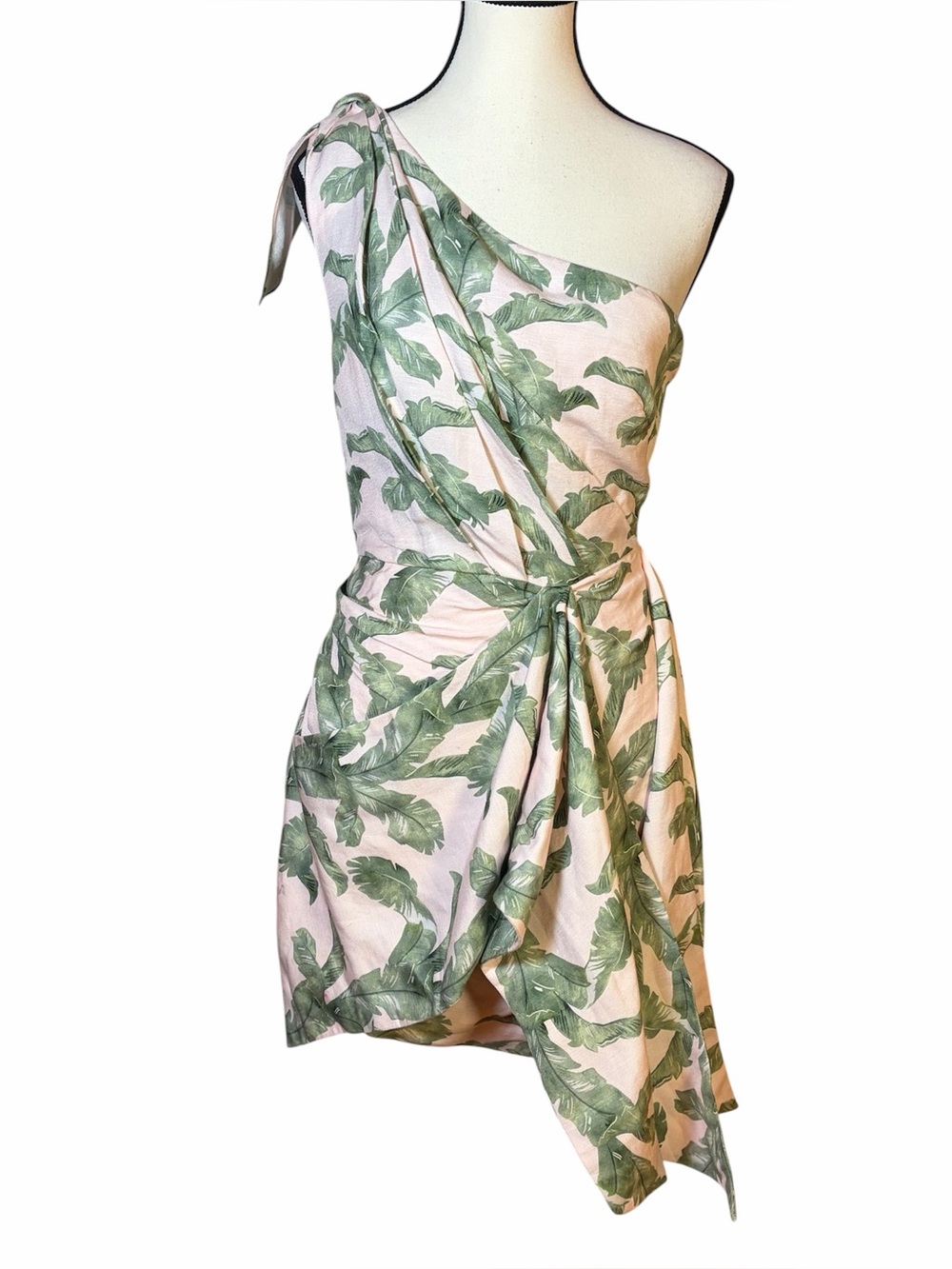 Significant Other Linen Blend Coraline Dress In Tropical Pink/Green Size 4